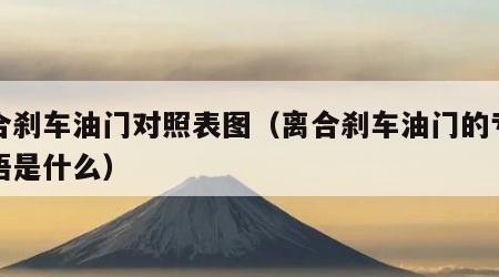 离合刹车油门对照表图（离合刹车油门的专业术语是什么）