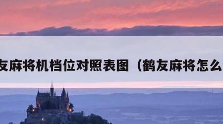 鹤友麻将机档位对照表图（鹤友麻将怎么调）