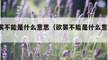 欲罢不能是什么意思（欲罢不能是什么意思?）