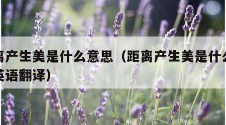 距离产生美是什么意思（距离产生美是什么意思英语翻译）