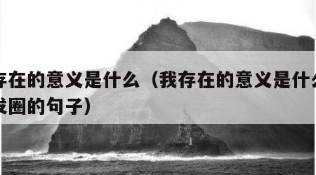 我存在的意义是什么（我存在的意义是什么适合发圈的句子）