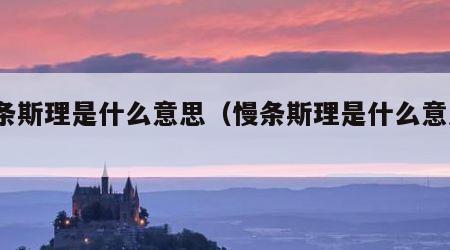 慢条斯理是什么意思（慢条斯理是什么意思?）