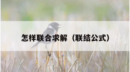怎样联合求解（联结公式）