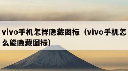 vivo手机怎样隐藏图标（vivo手机怎么能隐藏图标）