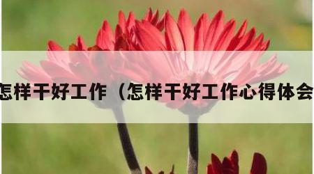 怎样干好工作（怎样干好工作心得体会）