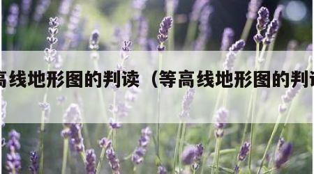 等高线地形图的判读（等高线地形图的判读口诀）