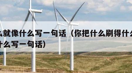 什么就像什么写一句话（你把什么刷得什么就像什么写一句话）