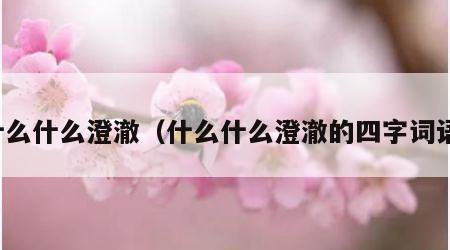 什么什么澄澈（什么什么澄澈的四字词语）