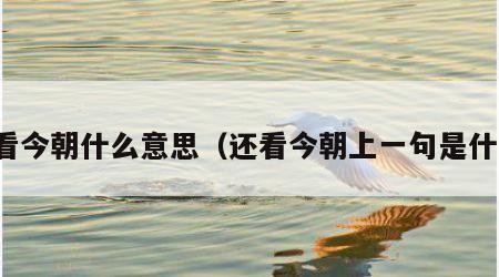 还看今朝什么意思（还看今朝上一句是什么）