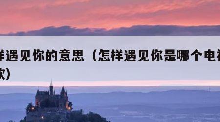 怎样遇见你的意思（怎样遇见你是哪个电视剧的歌）