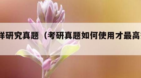 怎样研究真题（考研真题如何使用才最高效?）