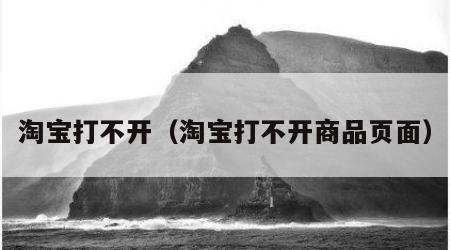 淘宝打不开（淘宝打不开商品页面）