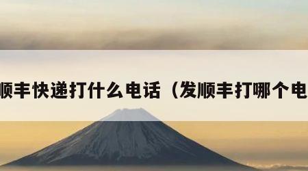 寄顺丰快递打什么电话（发顺丰打哪个电话）