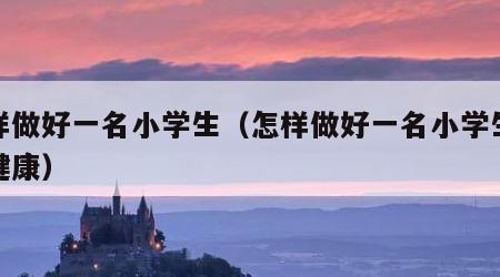 怎样做好一名小学生（怎样做好一名小学生心理健康）