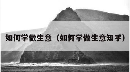 如何学做生意（如何学做生意知乎）