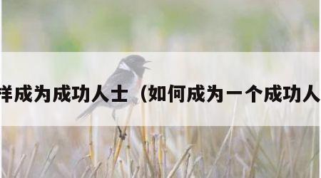 怎样成为成功人士（如何成为一个成功人士）