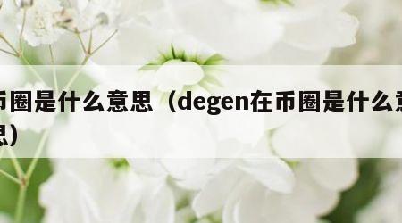 币圈是什么意思（degen在币圈是什么意思）