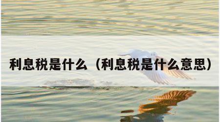 利息税是什么（利息税是什么意思）