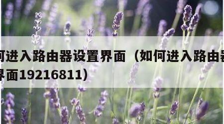 如何进入路由器设置界面（如何进入路由器设置界面19216811）