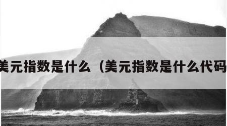 美元指数是什么（美元指数是什么代码）