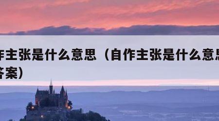 自作主张是什么意思（自作主张是什么意思最佳答案）