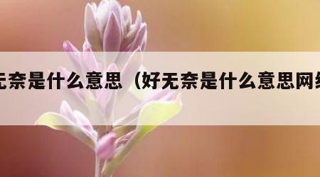 好无奈是什么意思（好无奈是什么意思网络用语）