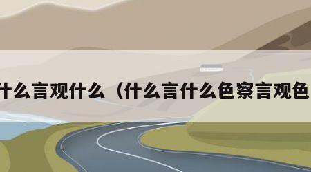 什么言观什么（什么言什么色察言观色）