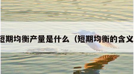 短期均衡产量是什么（短期均衡的含义）