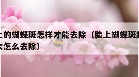 脸上的蝴蝶斑怎样才能去除（脸上蝴蝶斑越来越大怎么去除）