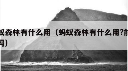 蚂蚁森林有什么用（蚂蚁森林有什么用?能换钱吗）