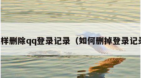 怎样删除qq登录记录（如何删掉登录记录）