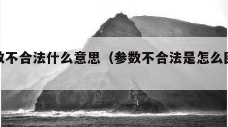参数不合法什么意思（参数不合法是怎么回事）