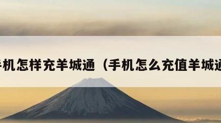 手机怎样充羊城通（手机怎么充值羊城通）
