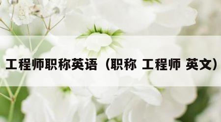 工程师职称英语（职称 工程师 英文）