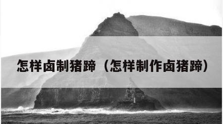 怎样卤制猪蹄（怎样制作卤猪蹄）