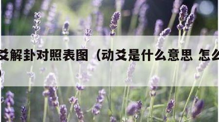 动爻解卦对照表图（动爻是什么意思 怎么应用）
