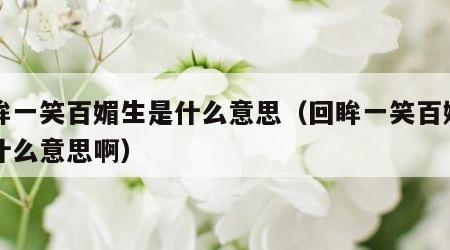 回眸一笑百媚生是什么意思（回眸一笑百媚生是什么意思啊）