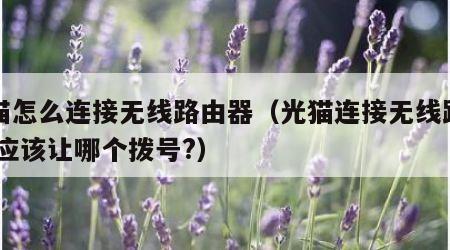 光猫怎么连接无线路由器（光猫连接无线路由器,应该让哪个拨号?）