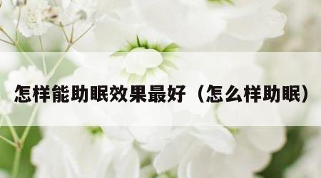 怎样能助眠效果最好（怎么样助眠）