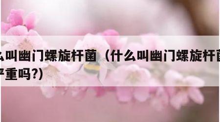 什么叫幽门螺旋杆菌（什么叫幽门螺旋杆菌感染严重吗?）