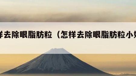 怎样去除眼脂肪粒（怎样去除眼脂肪粒小妙招）