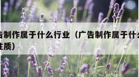 广告制作属于什么行业（广告制作属于什么单位性质）