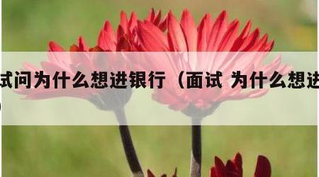 面试问为什么想进银行（面试 为什么想进银行）