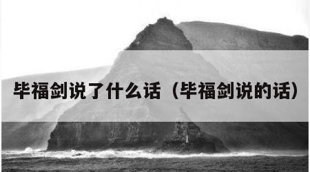 毕福剑说了什么话（毕福剑说的话）