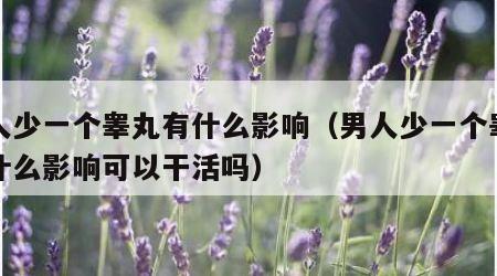 男人少一个睾丸有什么影响（男人少一个睾丸有什么影响可以干活吗）