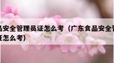 食品安全管理员证怎么考（广东食品安全管理员证怎么考）