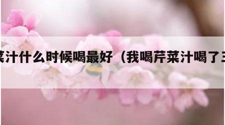 蔬菜汁什么时候喝最好（我喝芹菜汁喝了三年）