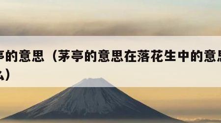 茅亭的意思（茅亭的意思在落花生中的意思是什么）