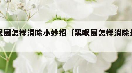 黑眼圈怎样消除小妙招（黑眼圈怎样消除最有效）