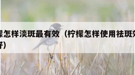 柠檬怎样淡斑最有效（柠檬怎样使用祛斑效果最好）